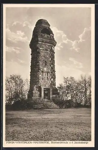 AK Porta-Westfalica-Hausberge, Bismarcksäule a. d. Jacobsberge