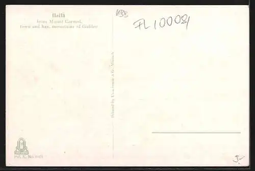 AK Haifa, Stadt und Bucht, Berge Galiläas, vom Karmel gesehen