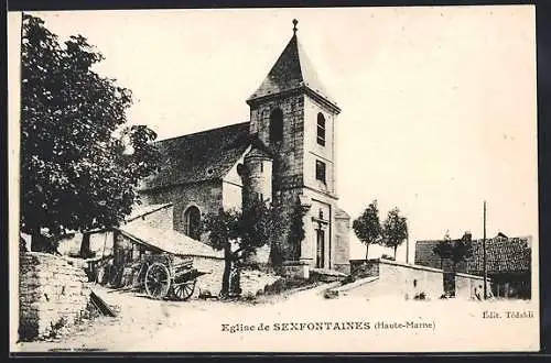 AK Sexfontaines /Haute-Marne, Église de Sexfontaines et alentours ruraux