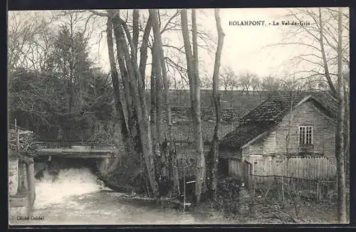 AK Rolampont, Le Val-de-Gris, Vue sur la rivière et la maison boisée