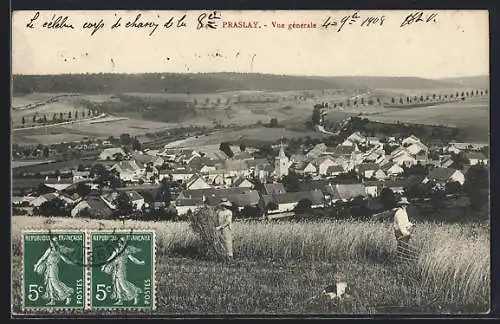 AK Praslay, Vue générale du village et des champs environnants