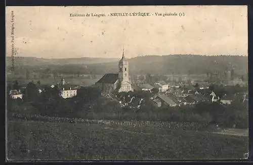 AK Neuilly-l`Évêque, Vue générale du village avec église et paysage environnant