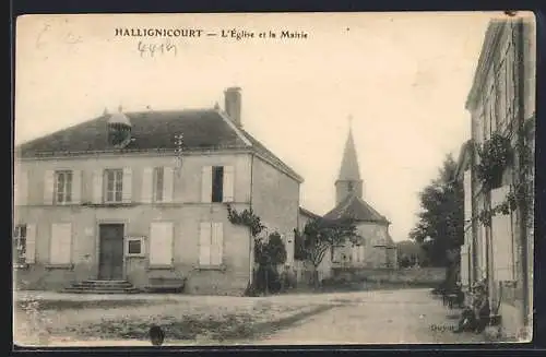 AK Hallignicourt, L`Église et la Mairie