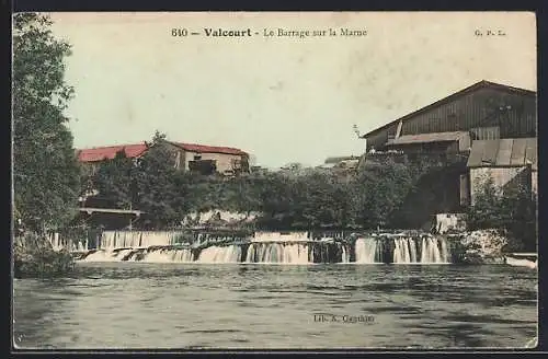 AK Valcourt, Le Barrage sur la Marne