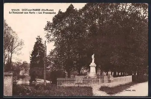 AK Luzy-sur-Marne /Hte-Marne, Le Monument aux Morts, Les Promenades