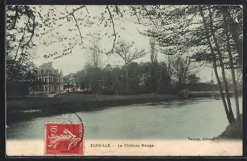 AK Eurville, Le Château Rouge au bord de la rivière