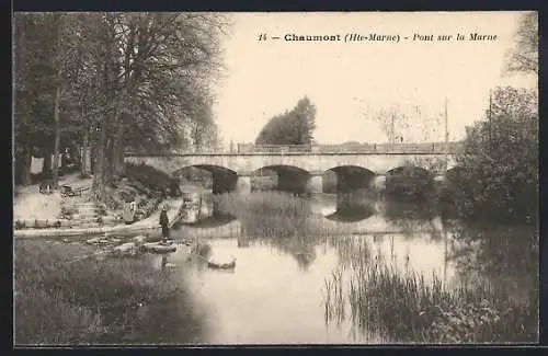 AK Chaumont /Hte-Marne, Pont sur la Marne et paysage environnant