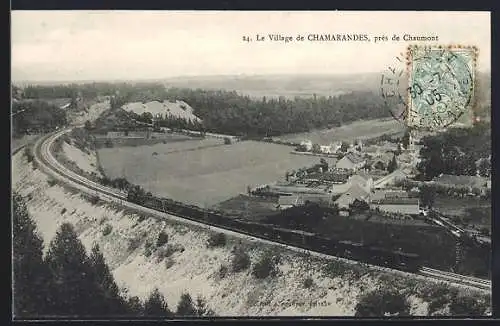 AK Chamarandes, Le Village de CHAMARANDES, près de Chaumont avec vue sur la voie ferrée et la campagne