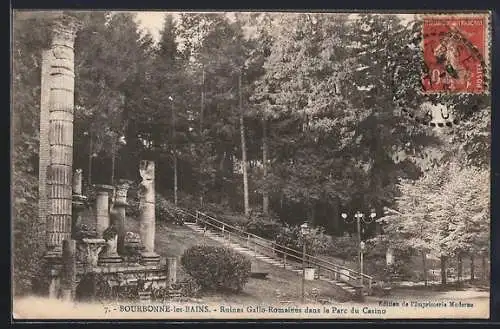 AK Bourbonne-les-Bains, Ruines Gallo-Romaines dans le Parc du Casino