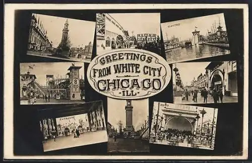 AK Chicago, IL, Ride Figure 8 at Amusement Park, Racing Coaster, the Harbor et al