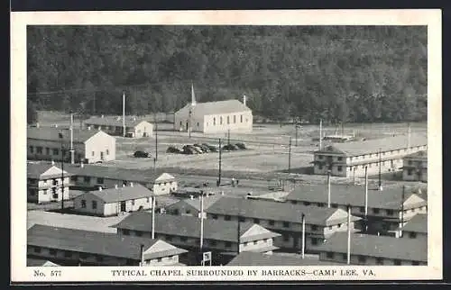 AK Camp Lee, VA, Typical Chapel Surrounded by Barracks