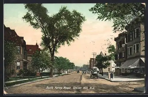 AK Union Hill, NJ, Bull`s Ferry Road, Pferdekutsche
