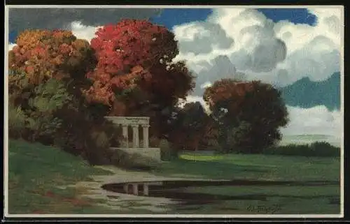 Künstler-AK Eduard Rüdisühli: Hain zu Esculap