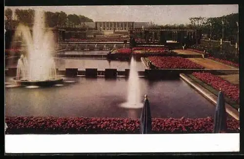 AK Essen, GRUGA Grosse Ruhrländische Gartenbau-Ausstellung 1929, Blick über die Rosengärten zum Rosencafé