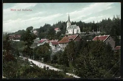AK Schierke, Ortsansicht mit Blick zur Kirche