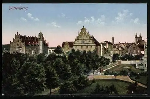 AK Wittenberg / Elbe, Teilansicht mit Park