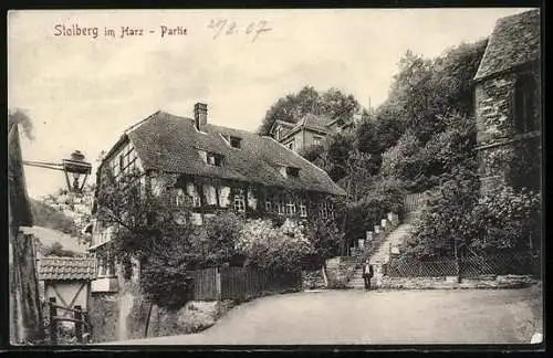 AK Stolberg im Harz, Partie an den alten Häusern