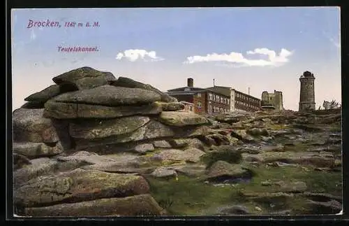 AK Brocken, Teufelskanzel am Brocken-Hotel