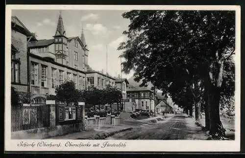 AK Schierke, Strassenpartie in Oberschierke mit Hotel Fürstenhöh