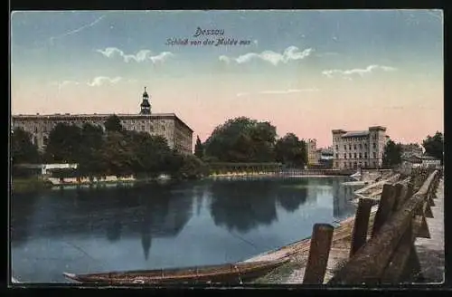 AK Dessau, Schloss von der Mulde aus