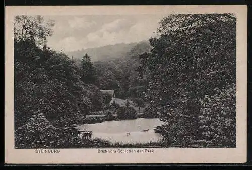 AK Steinburg / Saale, Blick vom Schloss in den Park