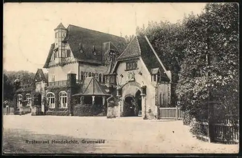 AK Berlin-Grunewald, Blick zum Gasthaus Hundekehle v. H. Otto