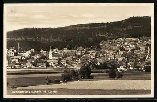AK Walddorf / Sachsen, Ortsansicht mit Kottmar und Umgebung