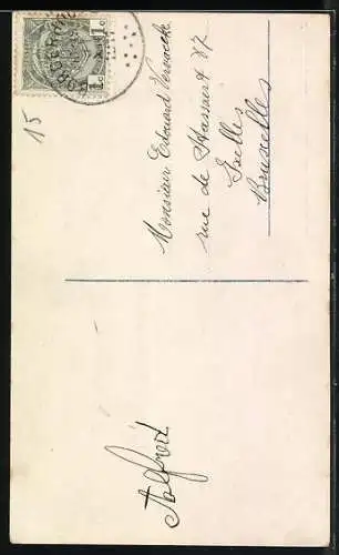 AK Kind steht auf einem Schlitten mit Geldsäcken, Bonne année