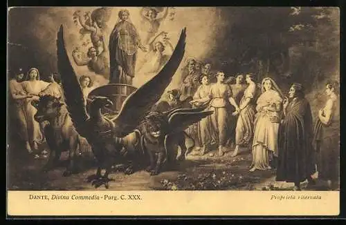 AK Dante, Divina Commedia, Purg., Szenenbild mit Flügelwesen