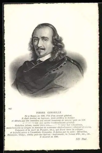 AK Pierre Corneille, Portrait und Kurzvita