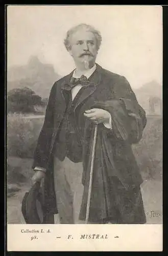 AK F. Mistral, Portrait mit Spazierstock
