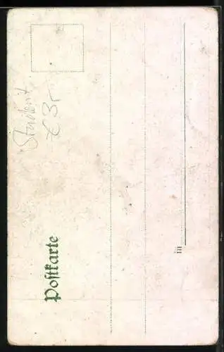 AK Studentisches Paar beim Fechtkampf vor Kirchenkulisse, erhobene Degen