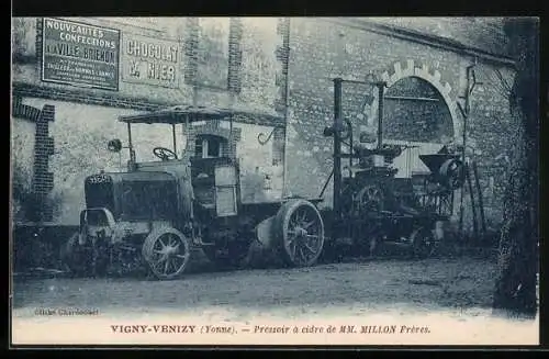 AK Vigny-Venizy, Lastkraftwagen, Pressoir à cidre de Mm. Millon Frères