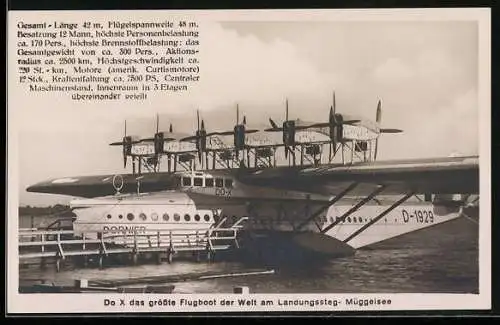 AK Wasserflugzeug Do X am Landungssteg Müggelsee