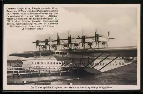 AK Wasserflugzeug Do X am Landungssteg Müggelsee