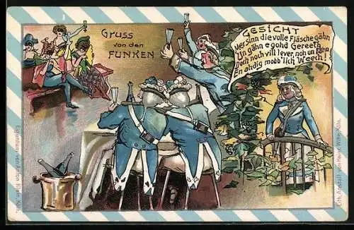Künstler-AK Köln a. Rh., Karneval, Gruss von den Funken