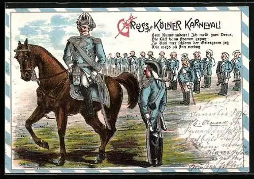 Lithographie Köln, Karneval, Kölner Funken-Regiment