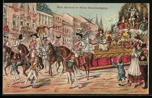 Künstler-AK Köln, Prinz Karneval im Rosenmontagszug