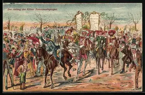 Künstler-AK Köln, Der Anfang des Kölner Rosenmontagszuges