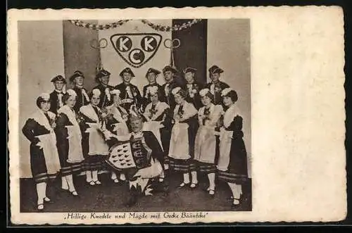 AK Köln, Hillige Knechte und Mägde mit Gecke Bääntche zum Fasching