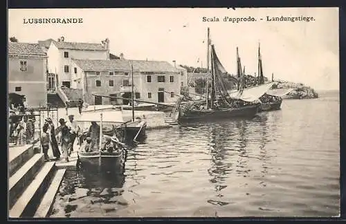 AK Lussingrande, Scala d`approdo, Landungsstiege, Segelboote