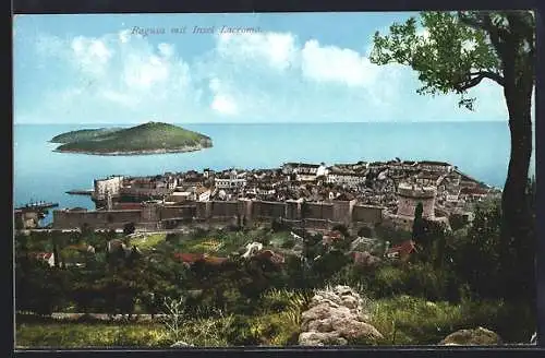 AK Ragusa, Ansicht mit Insel Lacroma
