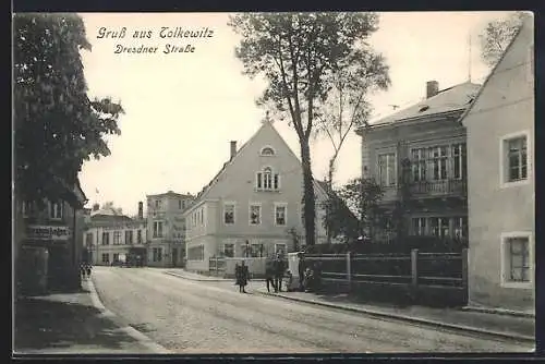 AK Dresden-Tolkewitz, Dresdner Strasse mit Geschäften