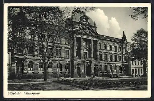 AK Krefeld, Hauptpost mit Strassenpartie