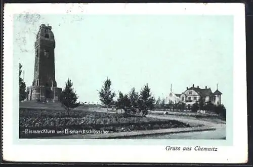 AK Chemnitz, Bismarckturm und Bismarckschlösschen