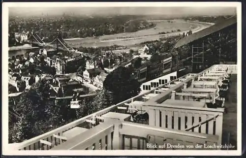 AK Dresden, Blick auf den Ort von der Schwebebahn-Gaststätte Loschwitzhöhe