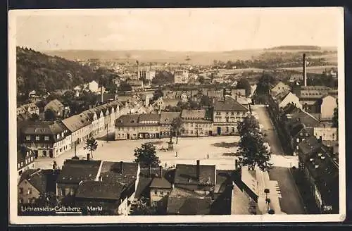 AK Lichtenstein-Callnberg, Markt mit Denkmal