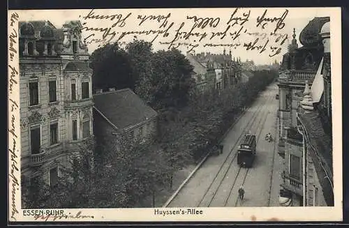 AK Essen /Ruhr, Huyssen`s-Alle mit Strassenbahn