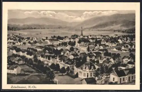 AK Zeiselmauer, Panorama mit Kirchturm