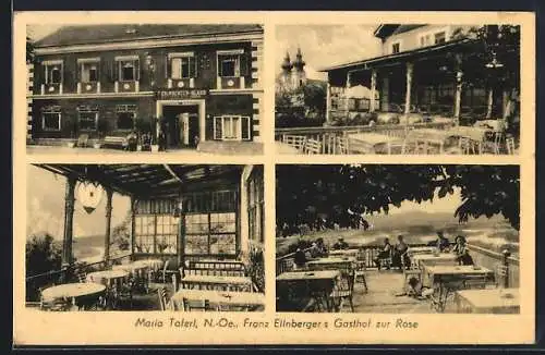 AK Maria Taferl, Gasthaus Zur Rose, Innen- und Aussenansicht, Terrasse
